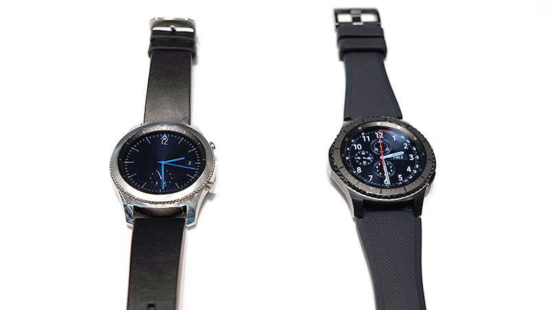 Gear S3 Classic on the left, Gear S3 Frontier on the right.