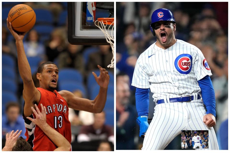 Former Bradley athletes Patrick O'Bryant, left, and Mike Tauchman, right, are part of the school's athletic hall of fame class for 2024.