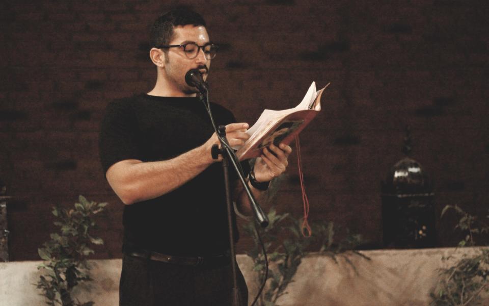 Hamed Sinno, leading gay singer of Lebanese pop music band Mashrou' Leila sharing his story at the LGBTIQ+ Cliffhangers storytelling night at Beirut Pride on May 15, 2017. - Credit: Whard Sleiman, courtesy of Beirut Pride.