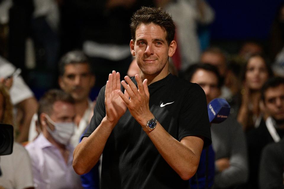 Argentine Juan Martin Del Potro (pictured) thanks the crowd in the final match of his career.