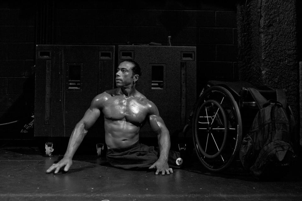 Antoni Khadraoui backstage at the first ever Wheelchair Pro Show in Houston. Khadraoui was injured while in the Algerian army.