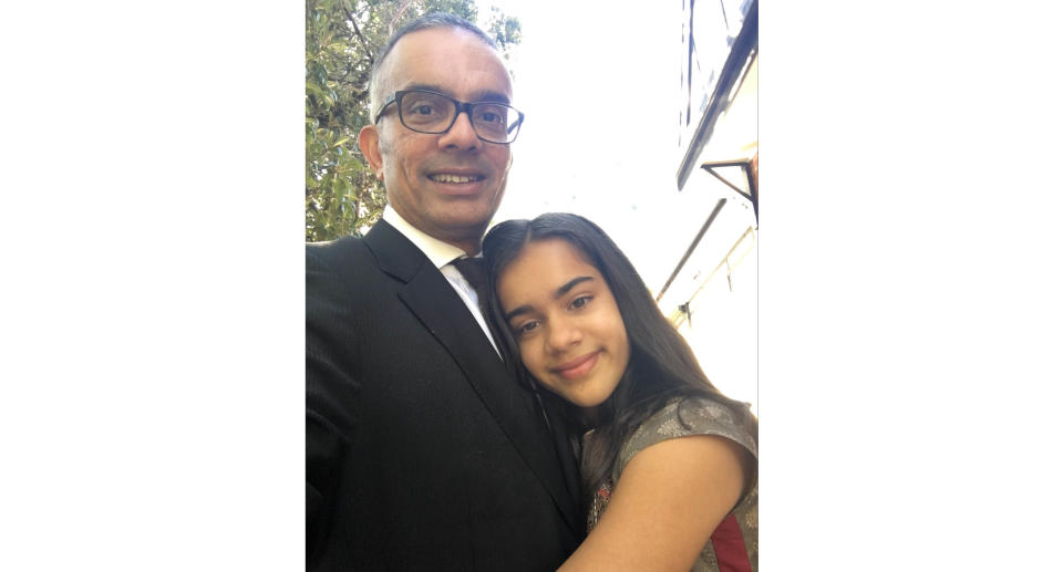 A photo of Raj Wilson and his daughter Yasmin, who tragically took her own life in 2019. Source: Supplied 