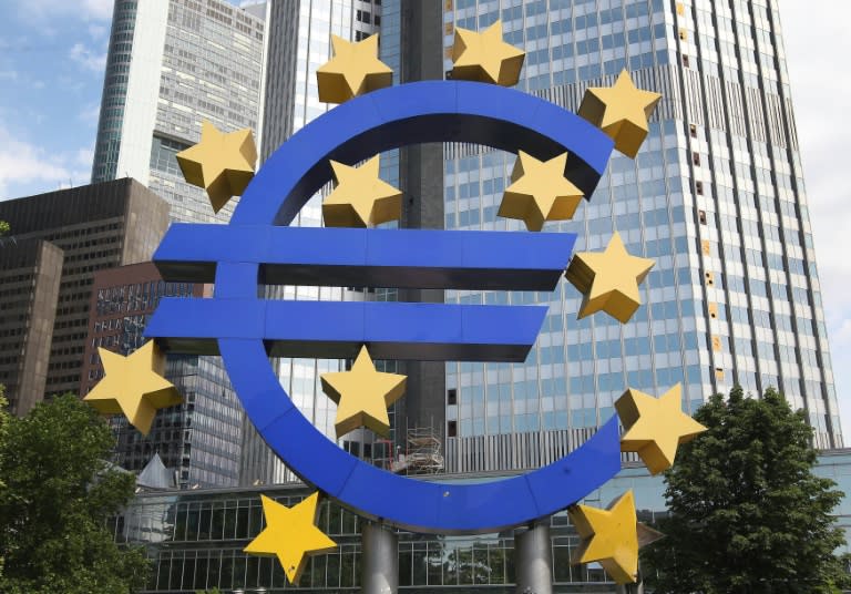 The euro sign pictured in front of the former headquarters of the European Central Bank (ECB) in Frankfurt, western Germany