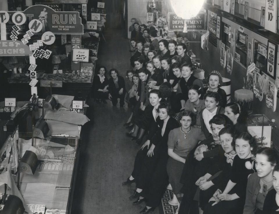 A crowd fills the seats during a strike inside of the F. W. Woolworth Co. at 1261 Woodward in Detroit, during a strike on March 2, 1937.
