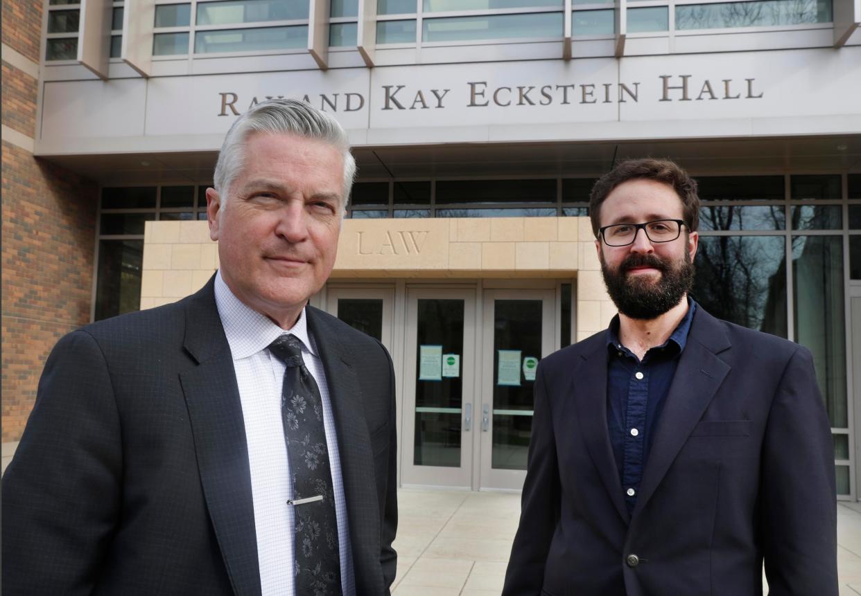 Mike Gousha, left, distinguished fellow in law and public policy, and John D. Johnson, research fellow at the Marquette Law School.