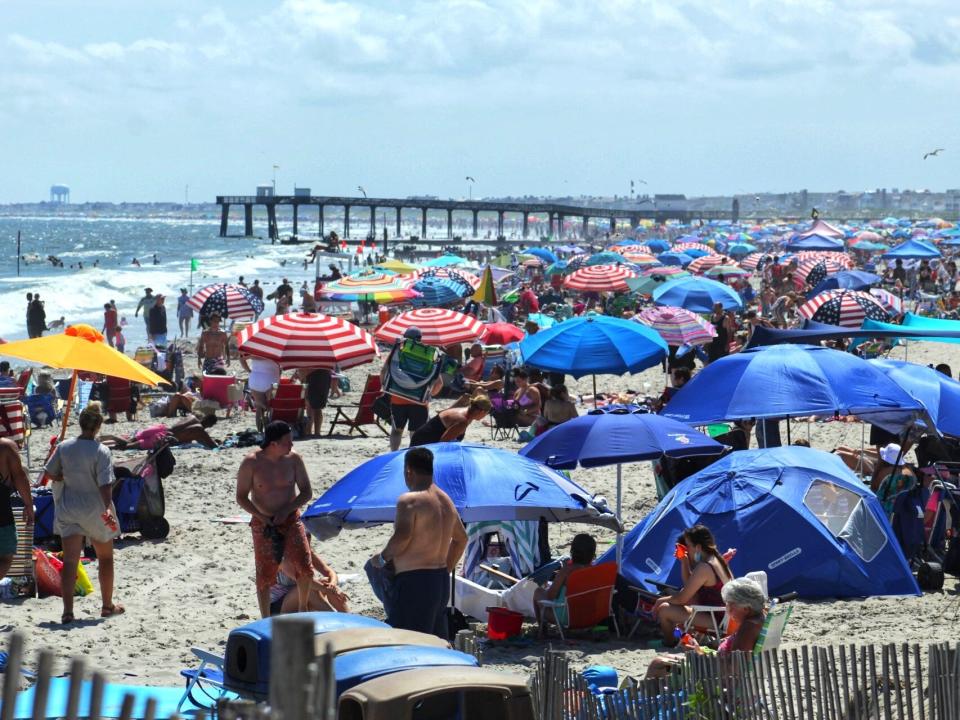 crowded beach further away 