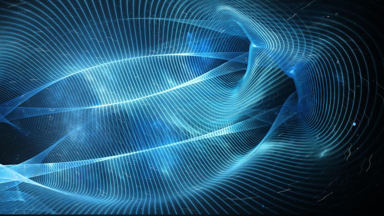 blue glowing quantum tunnels with correlation in space