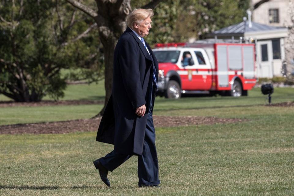 Donald Trump departs from the South Lawn of the White House on Marine One, Friday