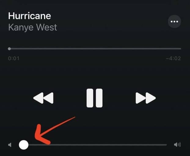 The. volume for "Hurricane" turned all the way down