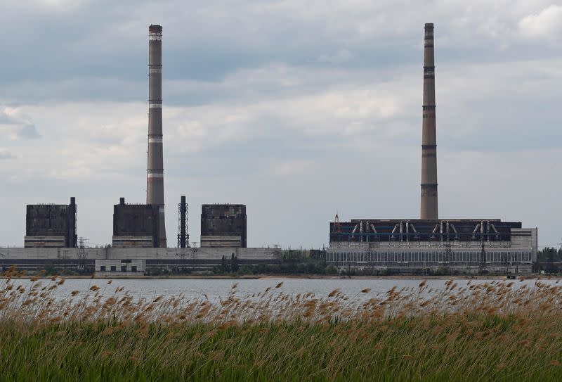 A view shows the Vuhlehirska Power Station in Svitlodarsk