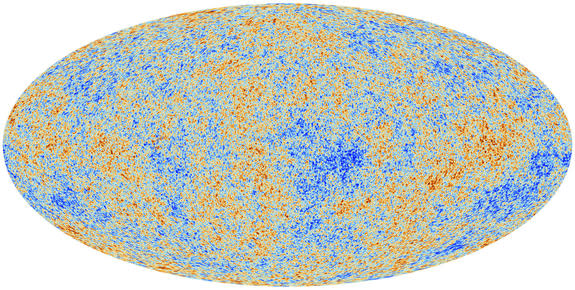 This image unveiled March 21, 2013, shows the cosmic microwave background (CMB) as observed by the European Space Agency's Planck space observatory. The CMB is a snapshot of the oldest light in our Universe, imprinted on the sky when the Univer