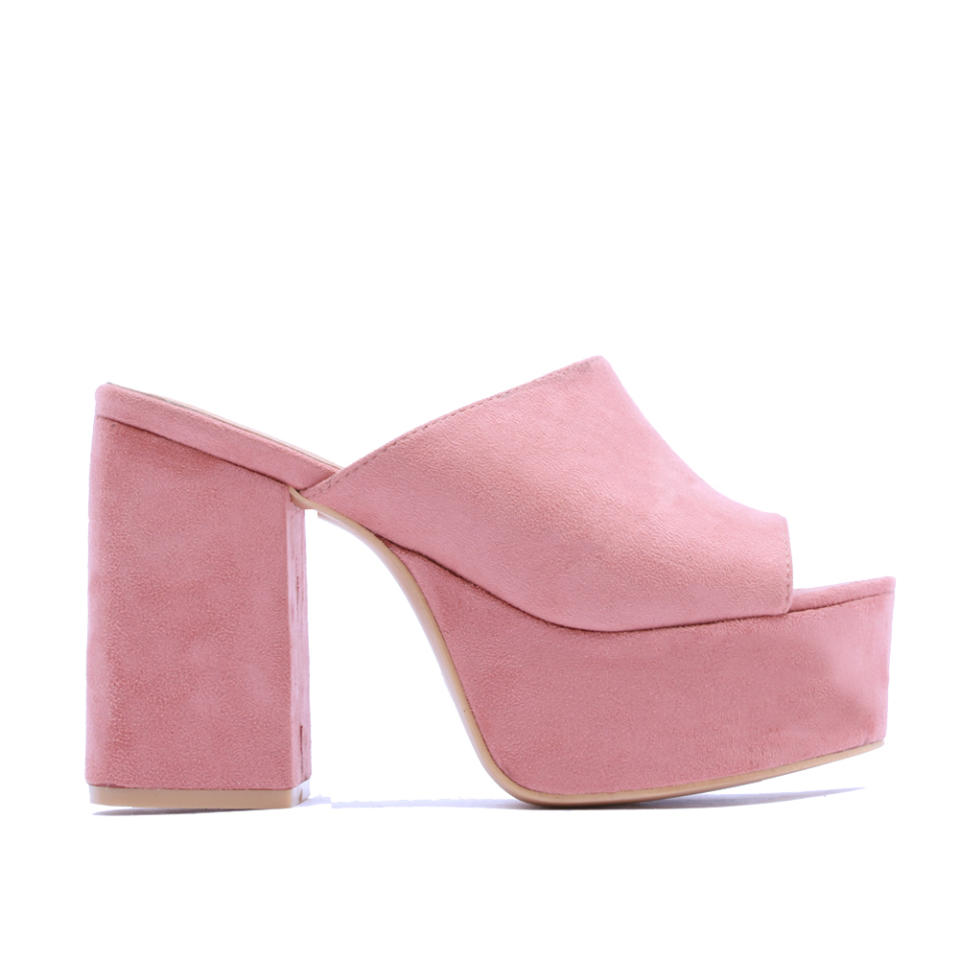 Backless Mules In Pink faux Suede