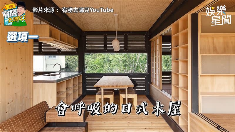 夫妻倆選擇「會呼吸的日式木屋」成為未來三年的居住場所。（圖／翻攝自宥勝去哪兒YouTube）