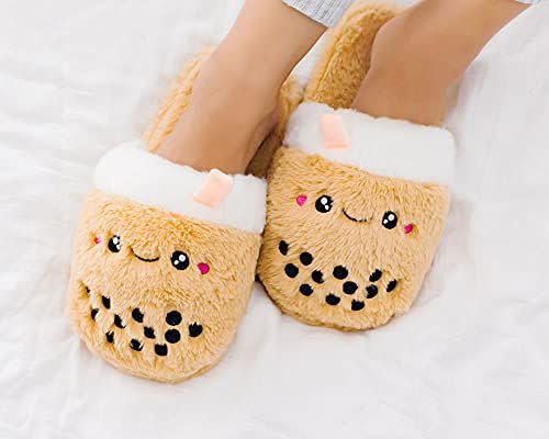 21) Milk Tea Plush Slippers