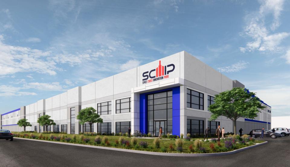 This artist's rendering depicts an industrial building at the future Space Coast Innovation Park in Titusville.
