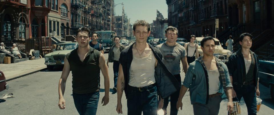 The Jets in 2021's "West Side Story." Here, they're led by Mike Faist who plays Riff.