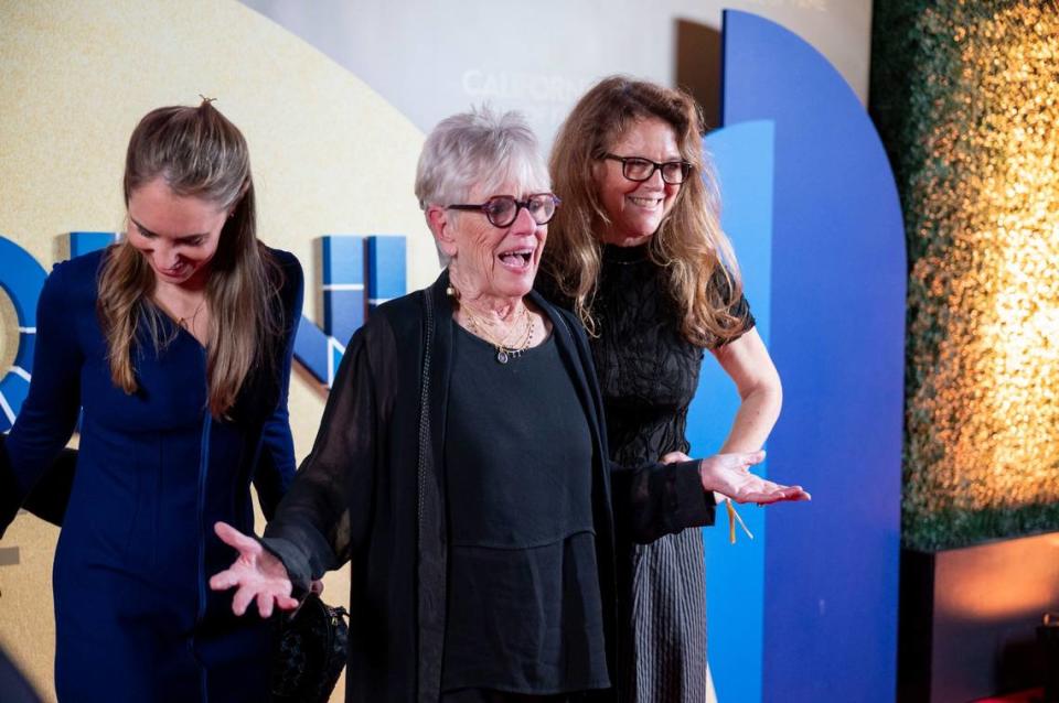 Celebrated artistic director and choreographer Brenda Way, center, stands with family on the red carpet at the induction ceremony for the California Hall of Fame on Tuesday. Lezlie Sterling/lsterling@sacbee.com