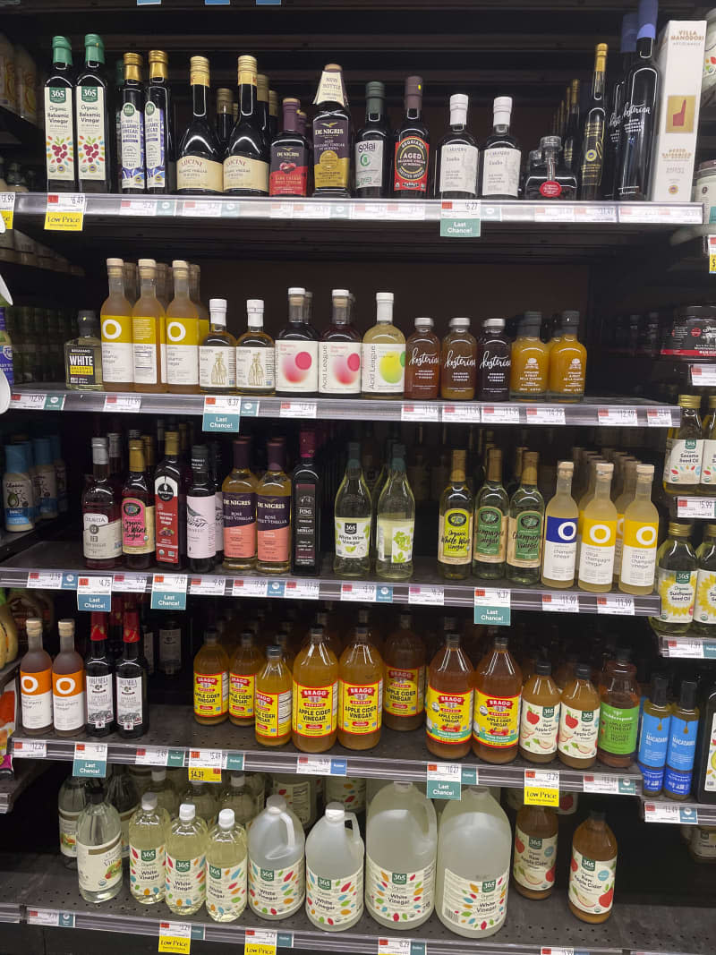 Balsamic vinegar aisle in store.