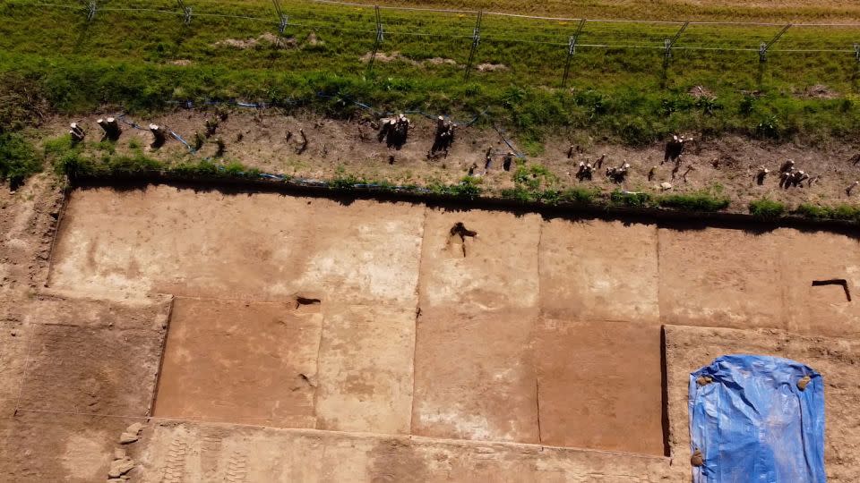 An aerial view of the site in France where researches are looking for the remains of the downed air crew. - CNN