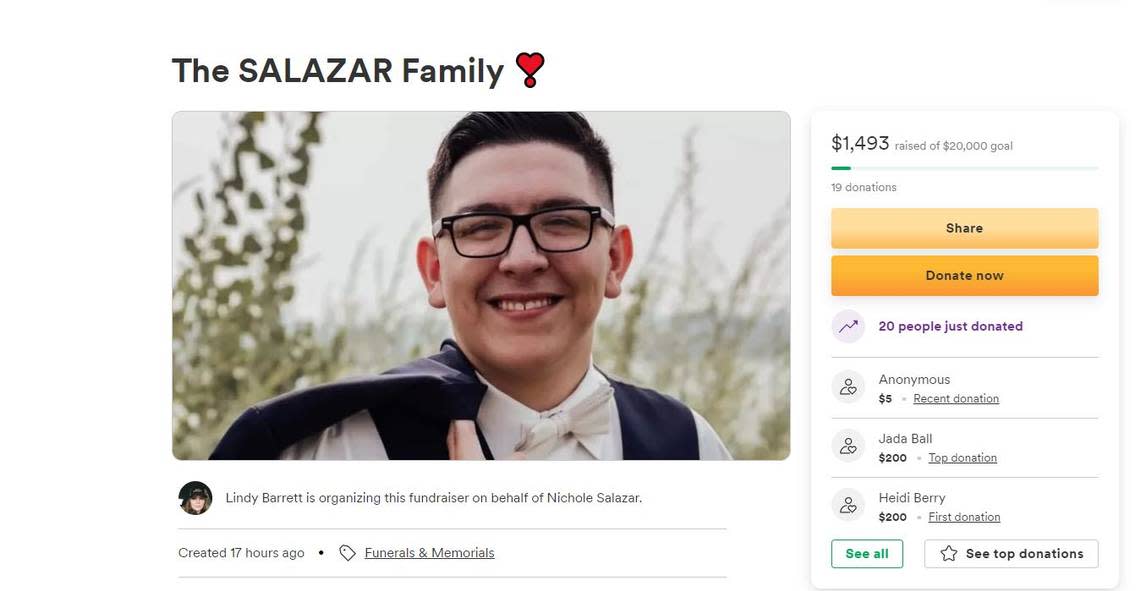 Elias Salazar was pronounced dead Tuesday after being shot at a weekend party in Kennewick by another teen, say investigators.