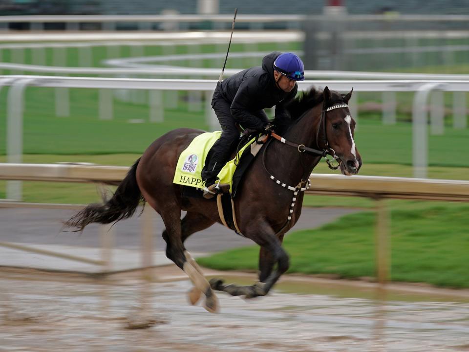 Kentucky Derby entrant Happy Jack works out at Churchill Downs.