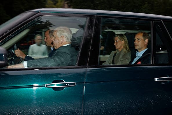 <div class="inline-image__caption"><p>(L-R) Prince William, Duke of Cambridge, Prince Andrew, Duke of York, Sophie, Countess of Wessex and Edward, Earl of Wessex arrive to see Queen Elizabeth at Balmoral Castle on September 8, 2022 in Aberdeen, Scotland.</p></div> <div class="inline-image__credit">Jeff J Mitchell/Getty Images</div>