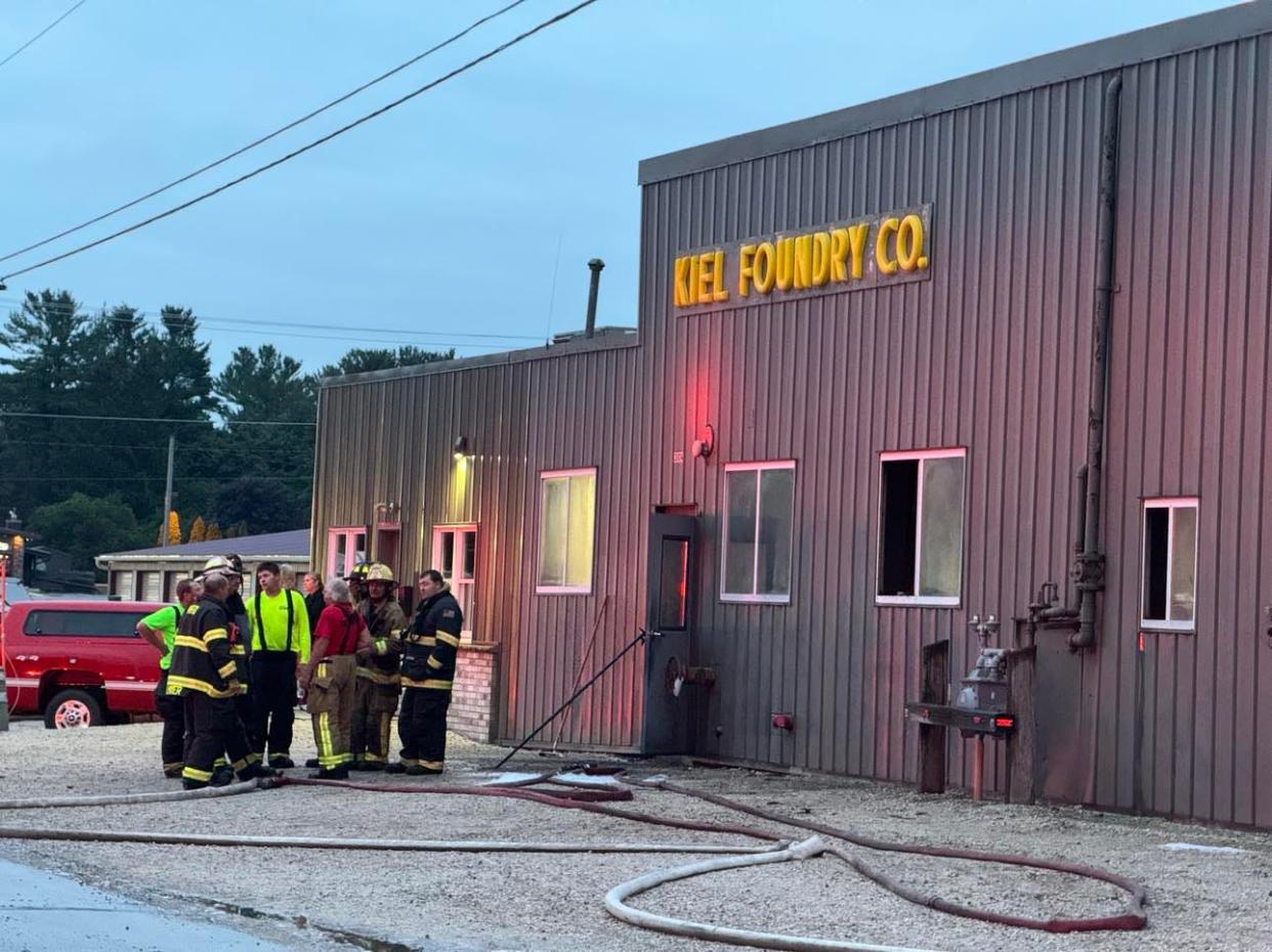 Kiel Fire Department at the scene of a fire at the Kiel Foundry, 304 Park Ave., June 21, 2024, in Kiel, Wisconsin.