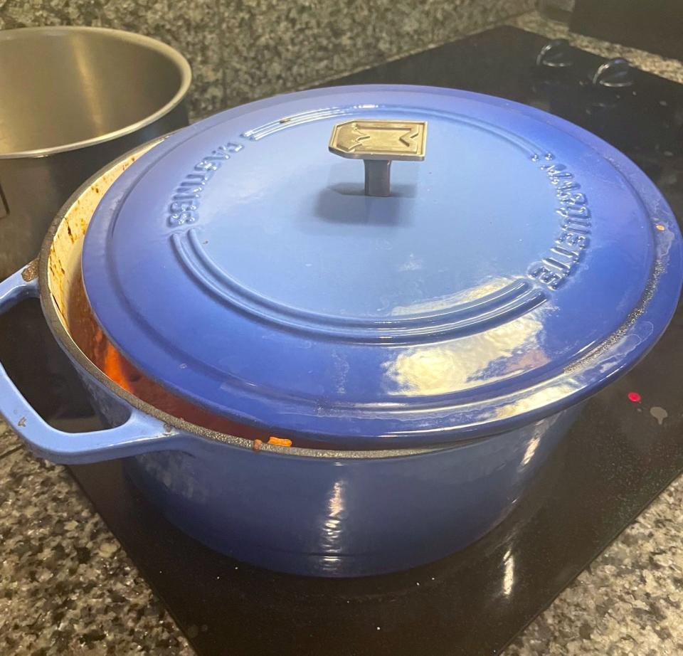 Letting the sauce simmer for Ina Garten's Penne Alla Vodka