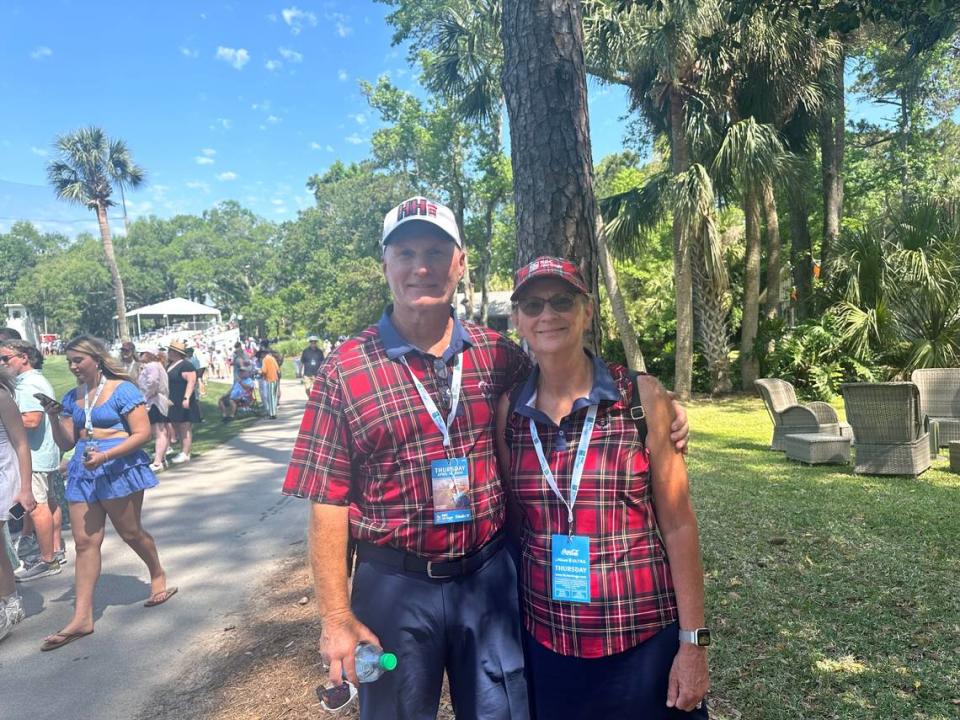 Hilton Head residents Chuck and Lynn Shaynak wore the Heritage’s signature tartan on Thursday to embrace “the spirit of the tournament.” It’s their second year at the annual PGA Tour event.