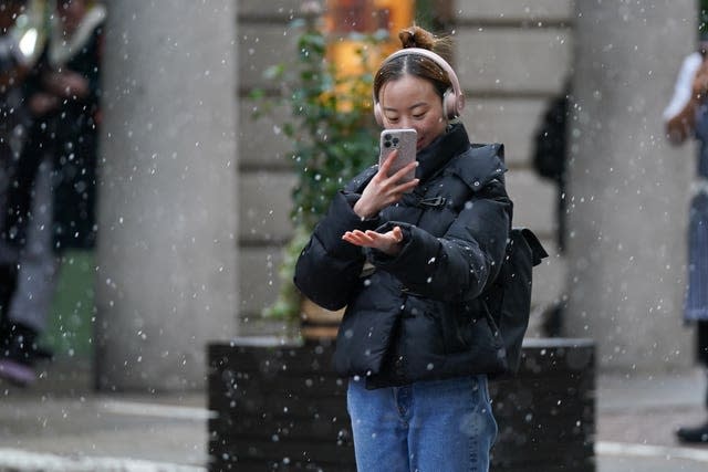 Snowfall in Covent Garden in central London