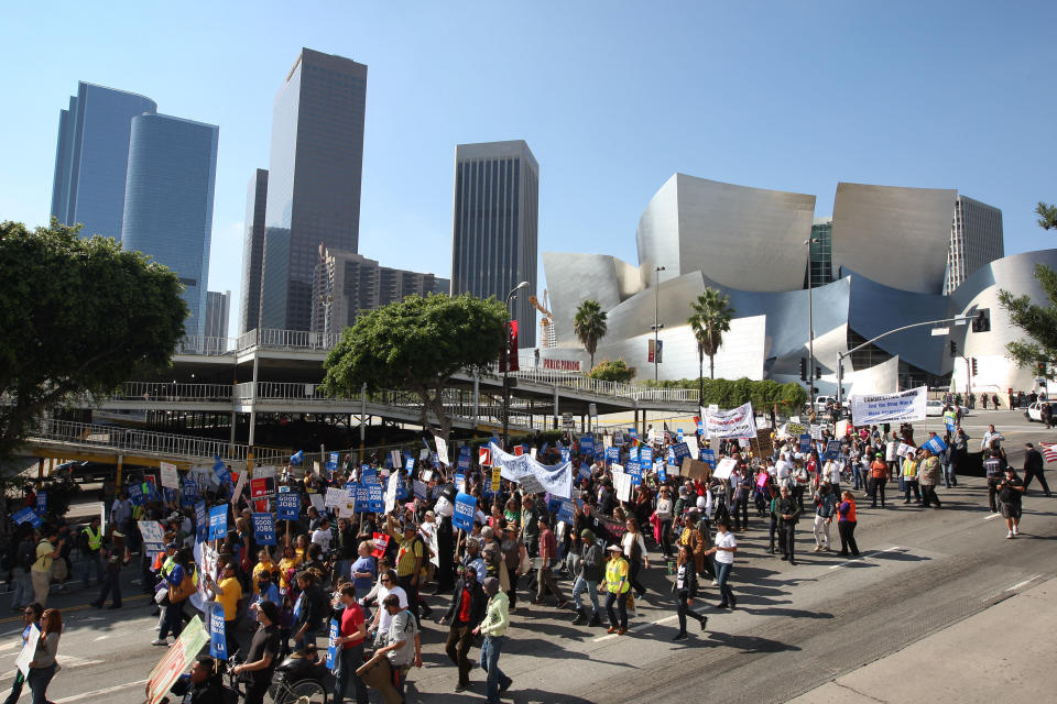 Occupy Protesters March In Downtown L.A.