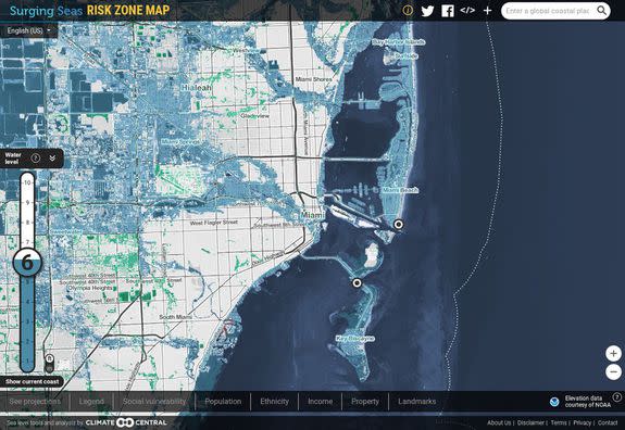 Miami under a 6-foot sea level rise scenario.
