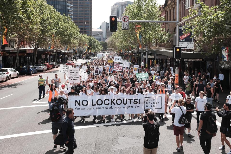 Sydneysiders rally in support of Keep Sydney Open campaign against lockout laws. Image: Getty