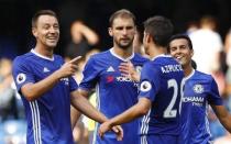 Football Soccer Britain - Chelsea v Burnley - Premier League - Stamford Bridge - 27/8/16 (L -R) Chelsea's John Terry, Branislav Ivanovic, Cesar Azpilicueta and Pedro celebrate at full time Reuters / Eddie Keogh Livepic