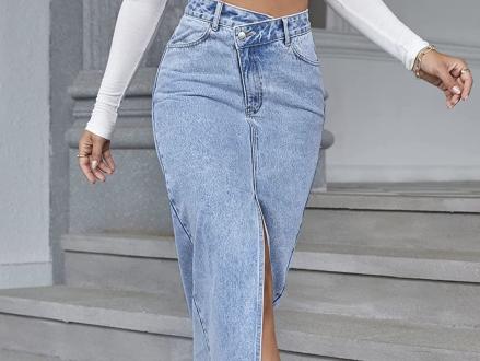 OK, so denim maxi skirts are in, and these 5 styles are all under $50 on
