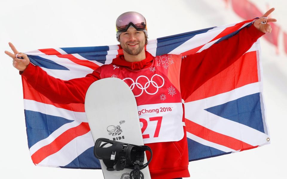 Billy Morgan celebrates his bronze medal at the Winter Olympics in South Korea  - REUTERS