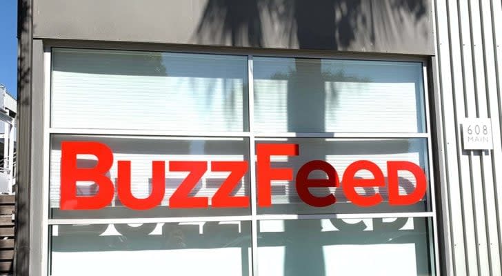 A BuzzFeed sign in Venice, California.