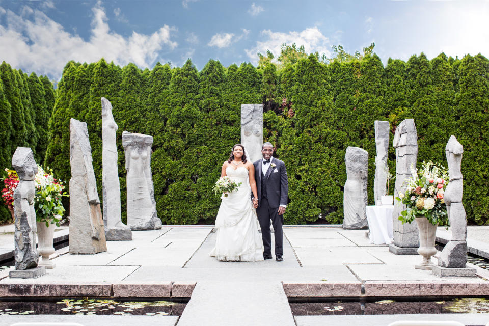 "Sharna Scott and Andrew Haze&nbsp;married at Grounds for Sculpture in New Jersey." --&nbsp;<i>Nana Annan&nbsp;</i>