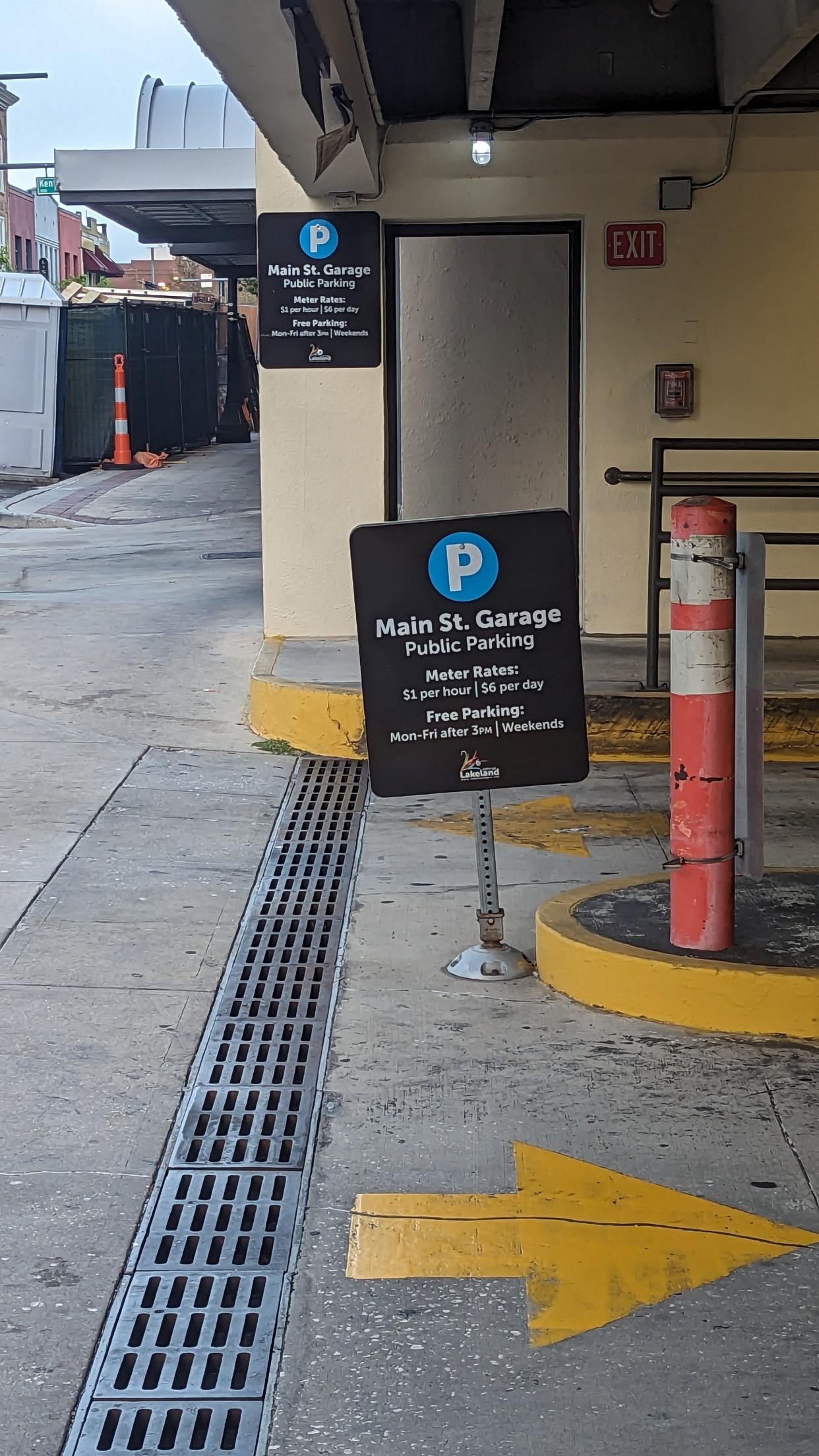 Lakeland's Main Street Garage has recently received new signage as it has been opened up for public metered parking, according to Traffic Operations Manager Tess Schwartz.