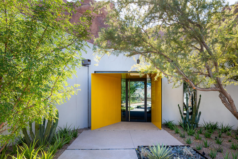 A yellow front door