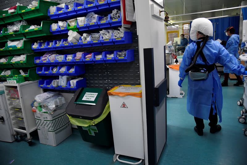 Medical staff treat seriously ill COVID-19 patients at Milton Keynes University Hospital, amid the spread of the coronavirus disease (COVID-19) pandemic, Milton Keynes