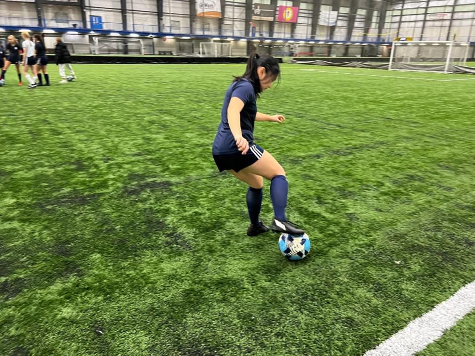 Whitecaps London player Cindy Lee believes a women's national soccer league will give lots of opportunities to female players. (Isha Bhargava/CBC News - image credit)