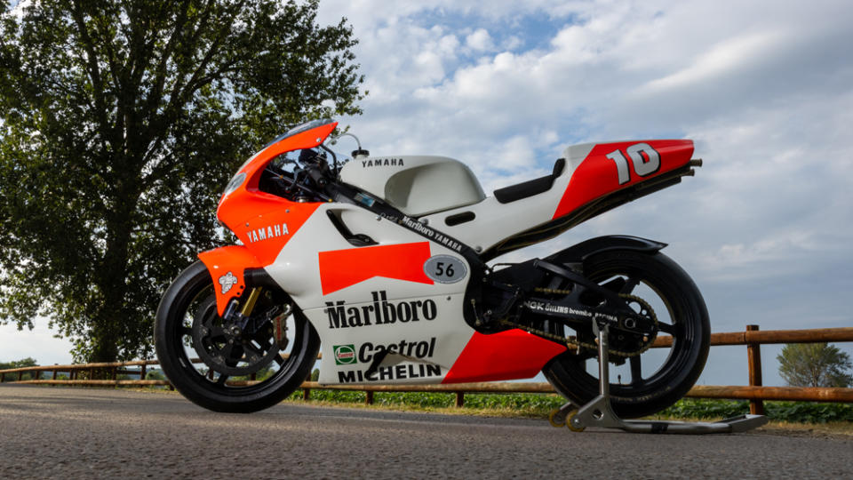 The 1996 Yamaha YZR500 OWJ1 motorcycle raced by both Kenny Roberts and son Kenny Roberts Jr. - Credit: James Beck, courtesy of RMD Motors.