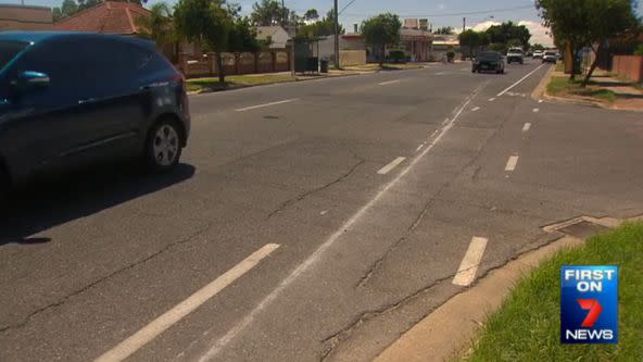 A deep trail was left behind on the road over a distance of 70 metres. Photo: 7News