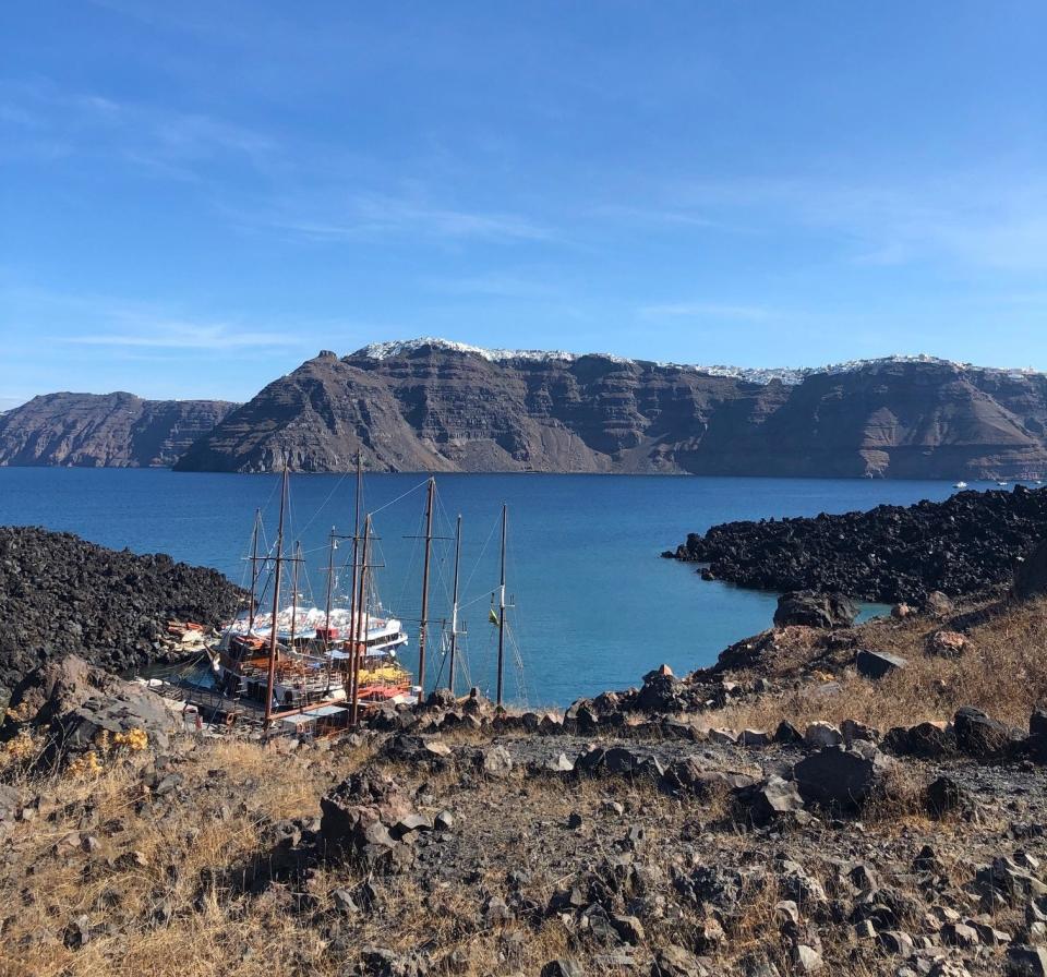 View of Santorini from another island