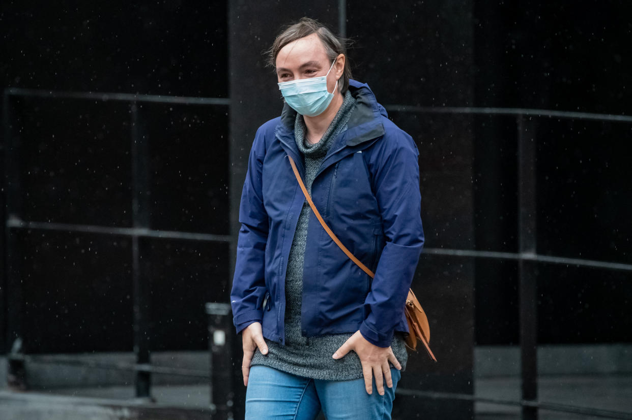 Rose Taylor leaves the Centre City Tower, Birmingham, October 2, 2020.  A gender-fluid engineer who was bullied for wearing women's clothes at Jaguar Land Rover has been awarded Â£180,000 after winning a landmark discrimination case.  See SWNS story SWMDgender.  Rose Taylor, was teased and harassed by workmates at the car manufacturer after she began identifying as gender fluid/non-binary in 2017.  An employment tribunal heard how she suffered insults and abusive jokes at the hands of cruel colleagues and received no support from her management.  