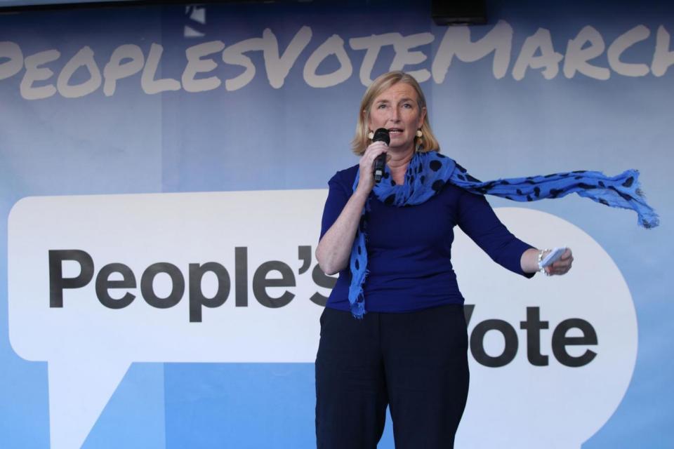 MP Sarah Wollaston addressed the crowd (PA)