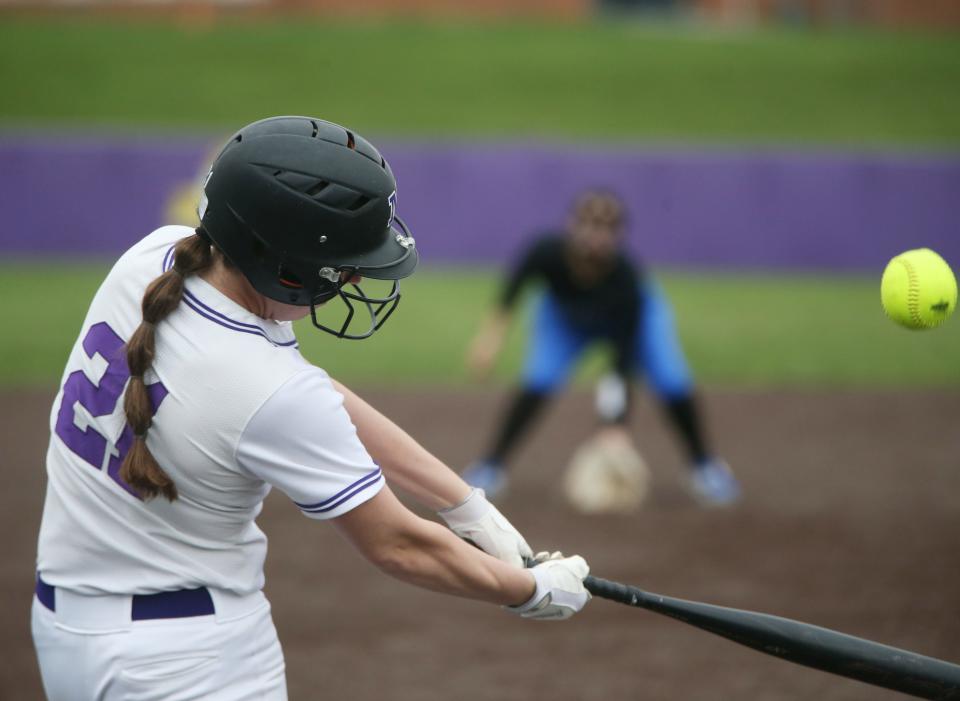 Monroe-Woodbury's Brenna Quinn at bat during Friday's game versus Middletown on April 19, 2024.