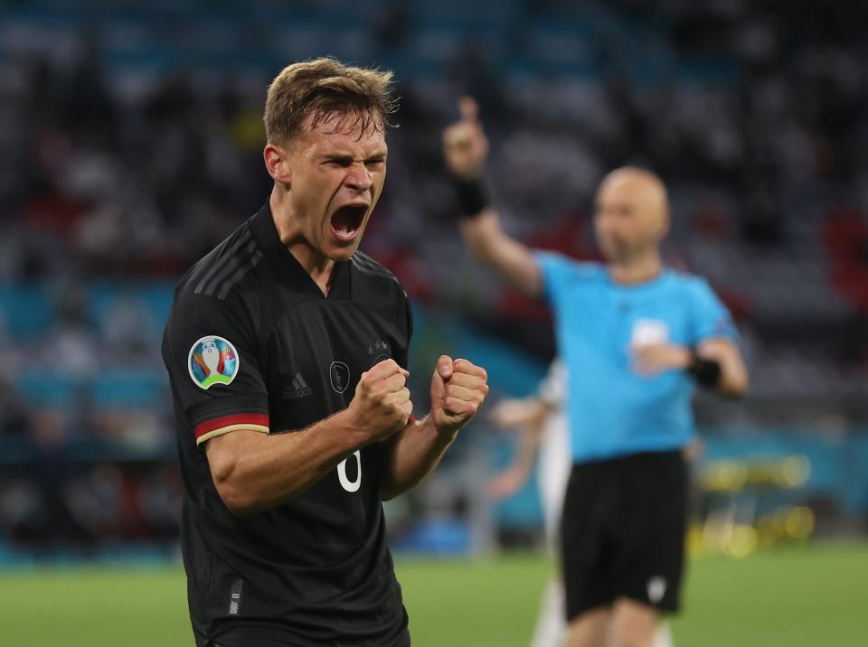 Joshua Kimmich celebrates after Leon Goretzka scores against Hungary (Getty)