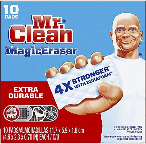 <p><strong>Mr. Clean</strong></p><p>amazon.com</p><p><strong>$11.99</strong></p><p><a href="https://www.amazon.com/dp/B08492Q875?tag=syn-yahoo-20&ascsubtag=%5Bartid%7C10063.g.36389311%5Bsrc%7Cyahoo-us" rel="nofollow noopener" target="_blank" data-ylk="slk:Shop Now;elm:context_link;itc:0;sec:content-canvas" class="link ">Shop Now</a></p><p>People swear by the Magic Eraser, for good reason. The scrubber is tough on cleaning tasks, specifically breaking up soap scum, grease in the kitchen and dirt around the house.</p>